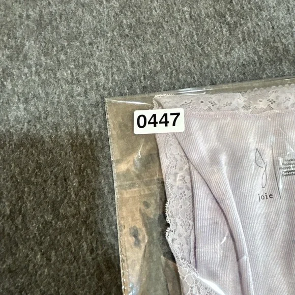 Joie Tank Top Women's L Lace Trim Ribbed Light Purple Coquette - Picture 8 of 9